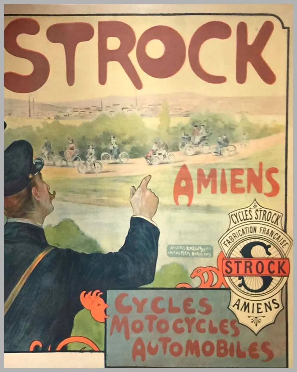 1890’s Cycles Strock, French period advertising poster, by Charles Tickon