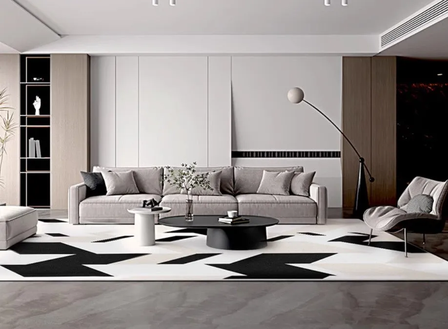 Abstract Contemporary Area Rugs for Bedroom, Large Modern Living Room Rugs, Geometric Modern Rugs for Dining Room
