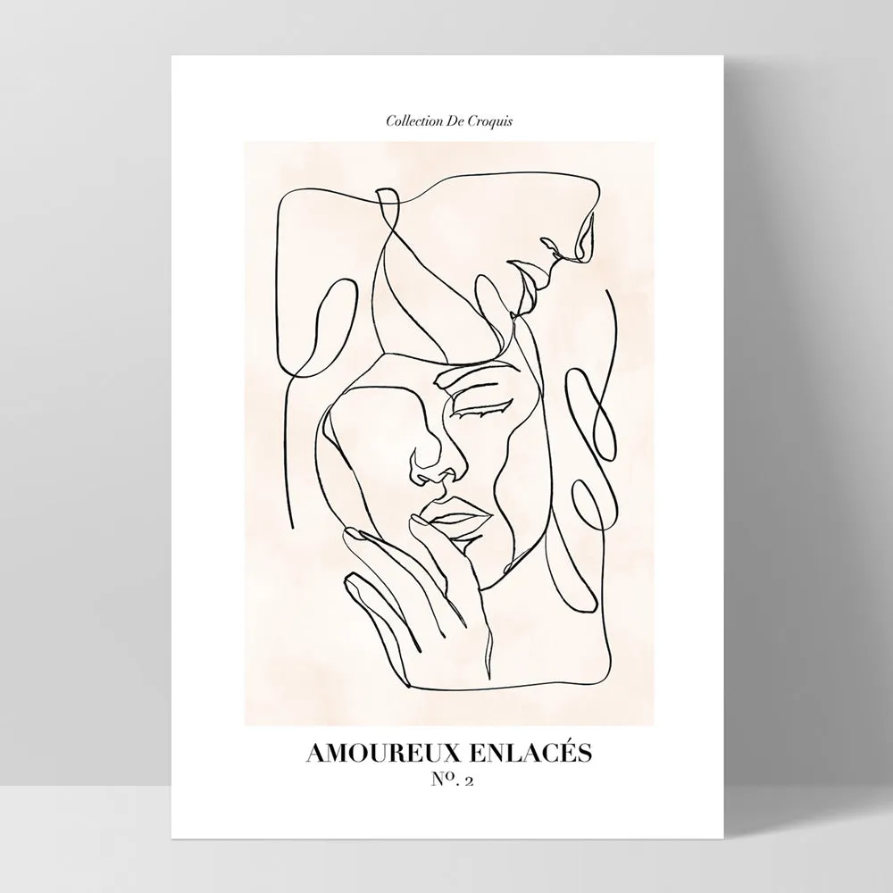 Abstract Line Art Figures II | Lovers Entwine - Art Print