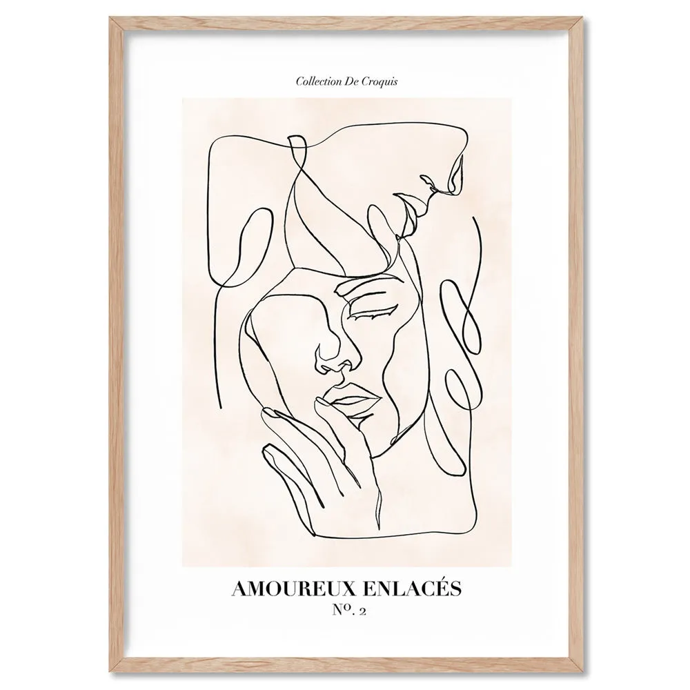 Abstract Line Art Figures II | Lovers Entwine - Art Print
