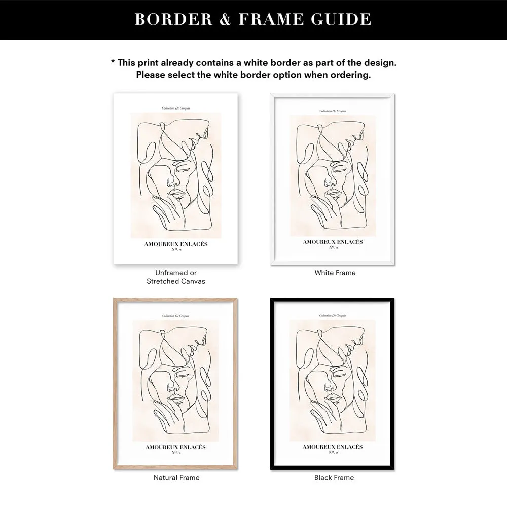 Abstract Line Art Figures II | Lovers Entwine - Art Print