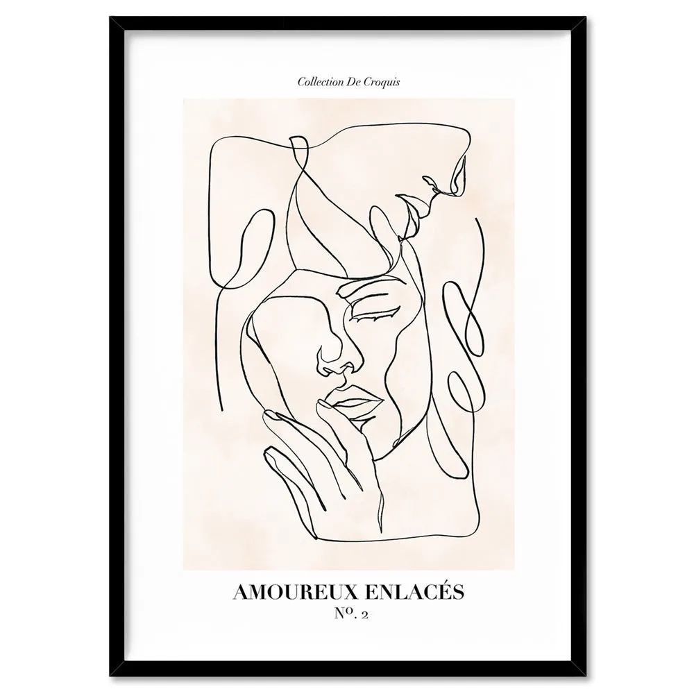 Abstract Line Art Figures II | Lovers Entwine - Art Print