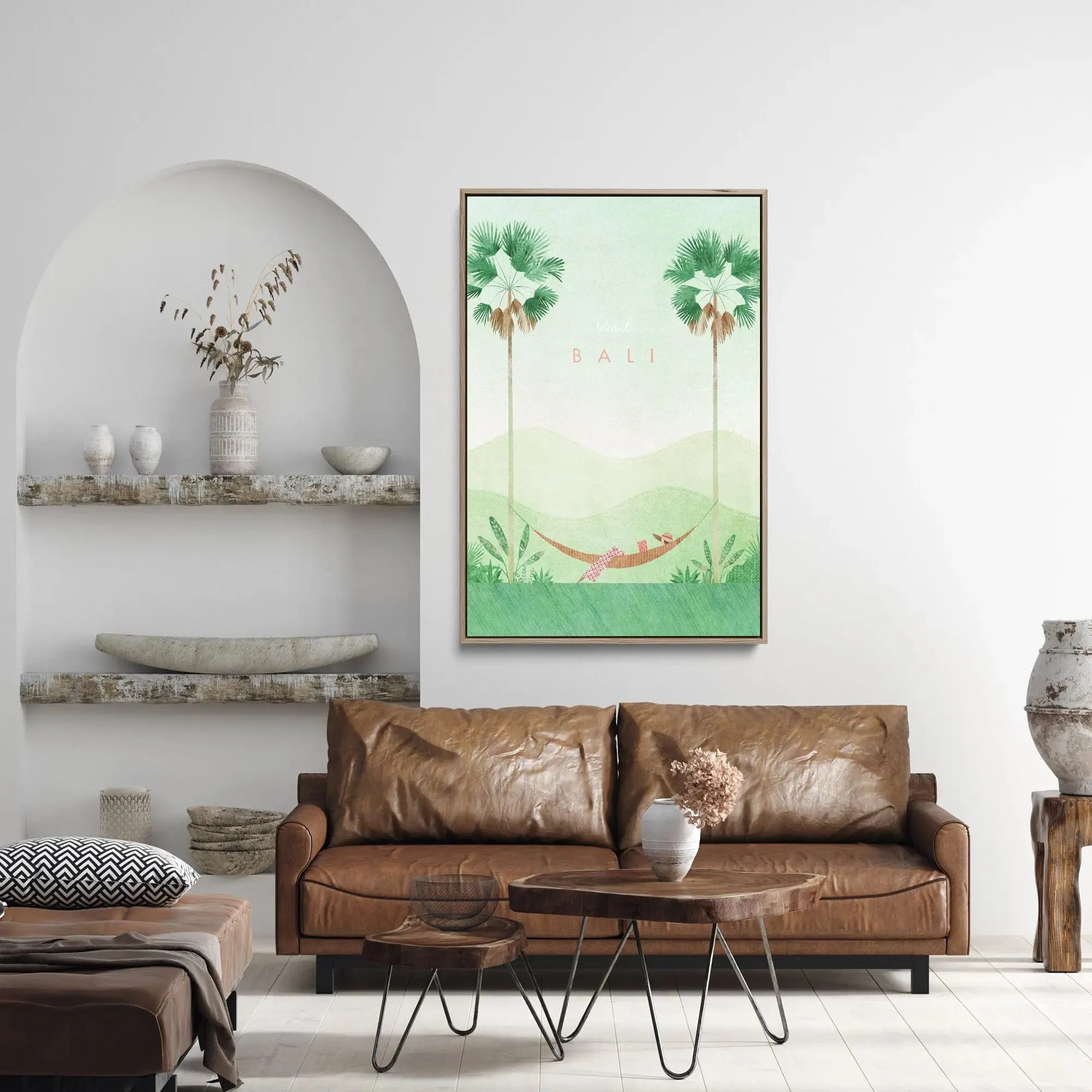 Bali by Henry Rivers - Stretched Canvas Print or Framed Fine Art Print - Artwork- Vintage Inspired Travel Poster