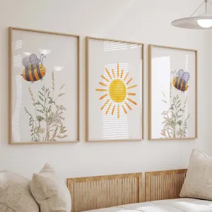Bee Art Prints Set of 3