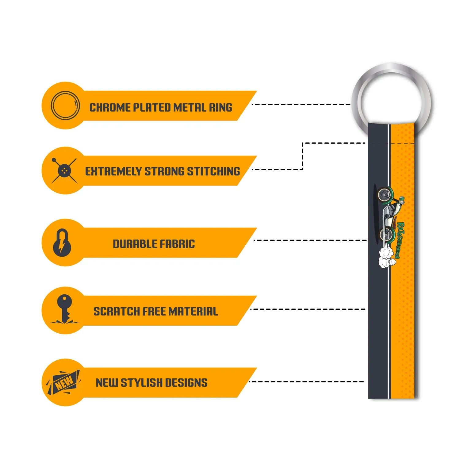 Bike Theme Printed Lanyard keychain Holder For All Cars Key Tag Holder  L x H 6 x 1 Inch