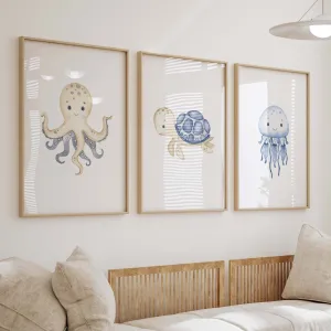 Blue Sea Animals Set of 3