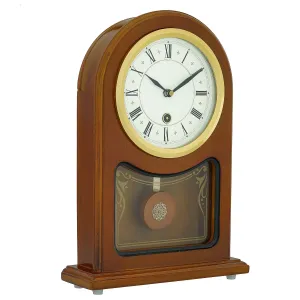 CHRONIKLE Vertical Wooden Case Analog Pendulum Roman Numbers Table Clock for Office Desk Study Room Home Decorations Gifts (Size: 23 x 8 x 33.5 CM | Weight: 1240 Gram | Color: Brown)