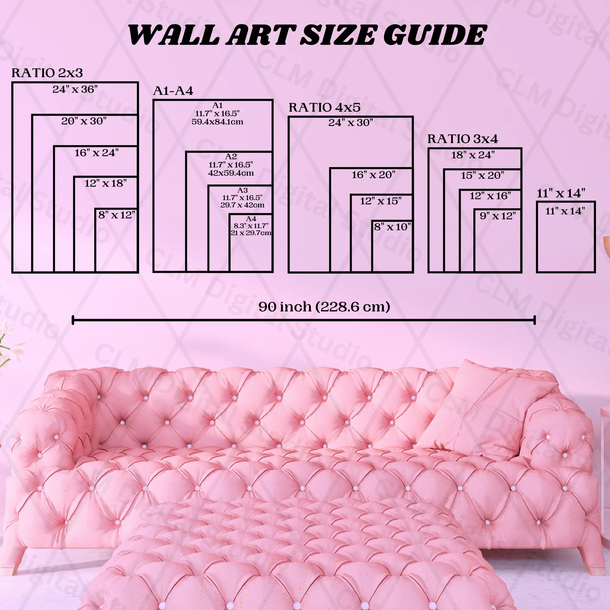 Coquette Hand Drawn Pink Bow Wall Art Prints