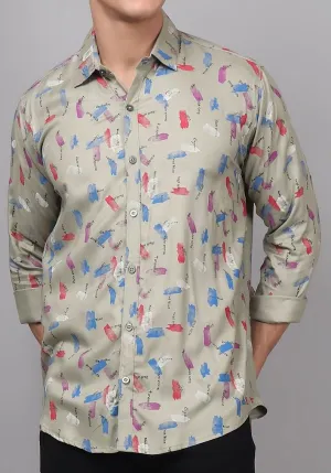 Cotton Multi Colored Printed Men's Shirt