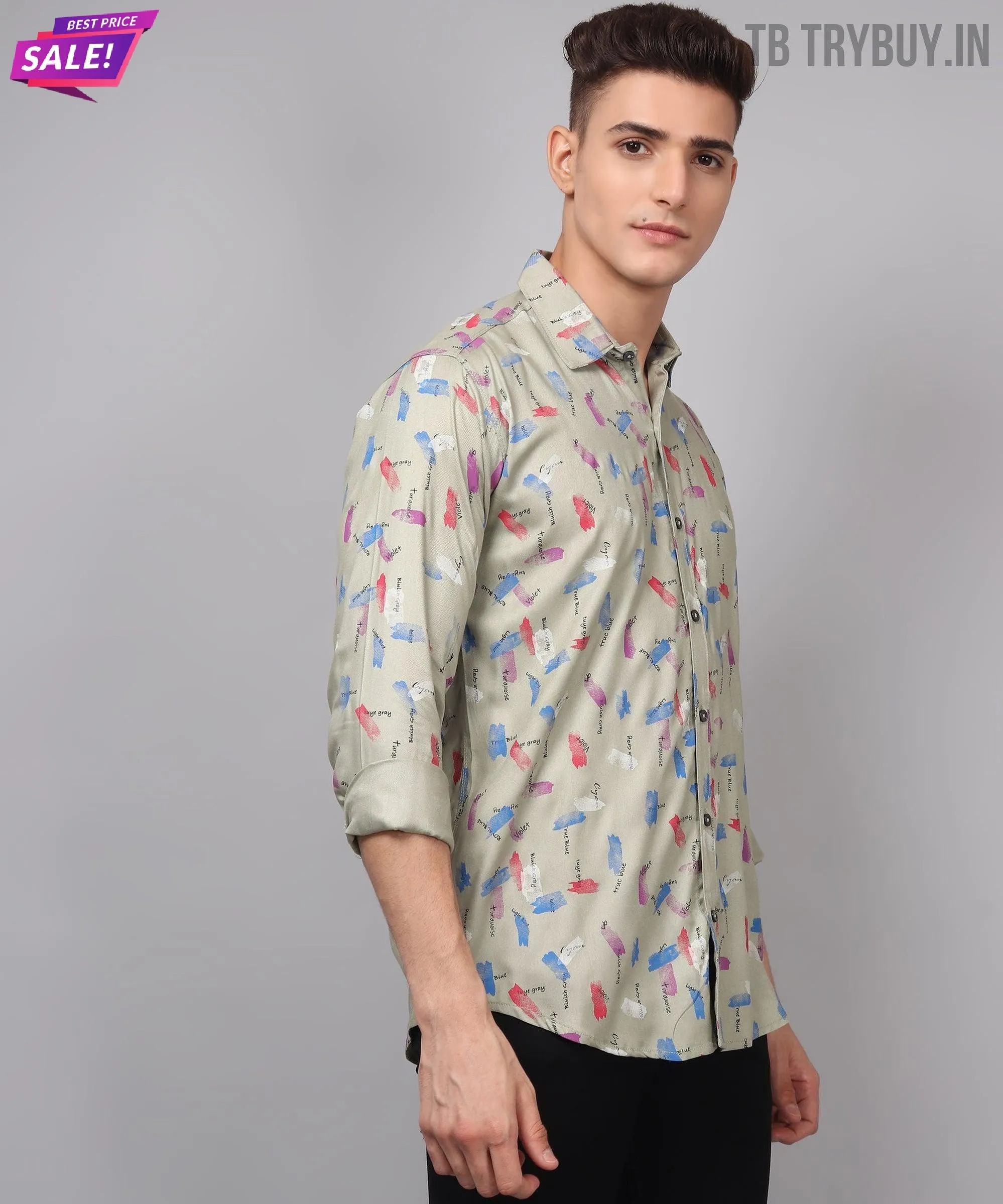 Cotton Multi Colored Printed Men's Shirt