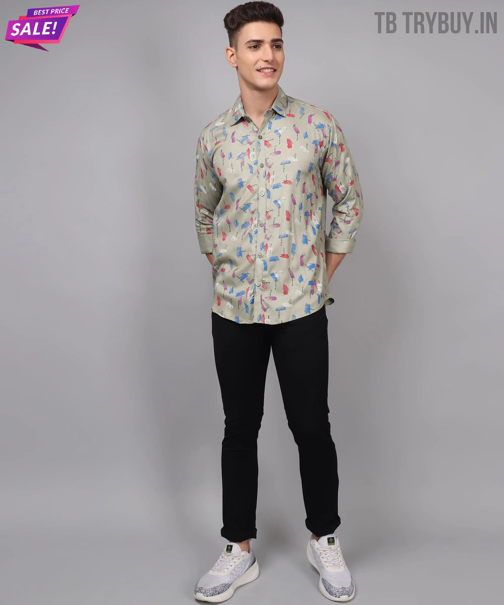 Cotton Multi Colored Printed Men's Shirt