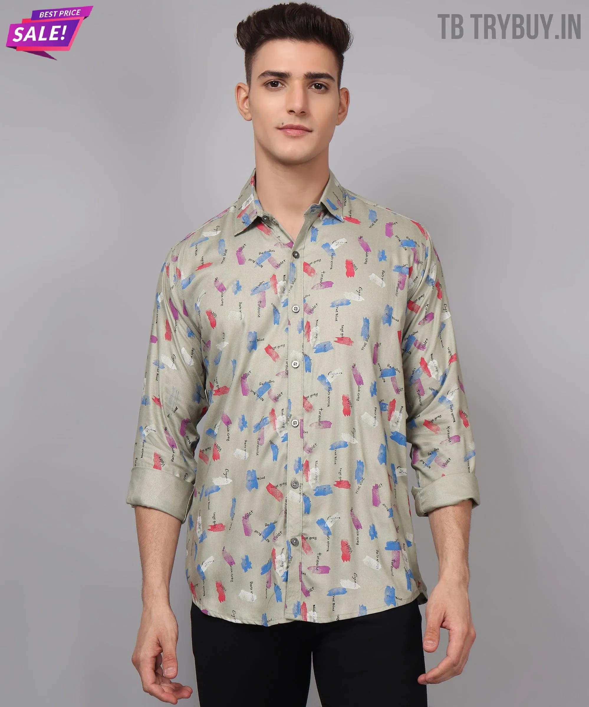Cotton Multi Colored Printed Men's Shirt