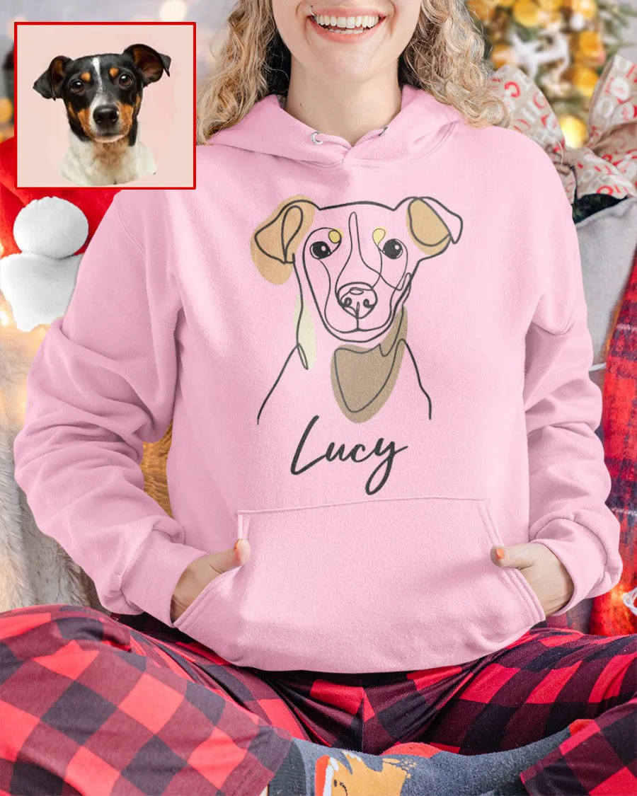 Custom Hand-Drawn Dog Pet Photo T-Shirt, Long Sleeve, Hoodie-Coffee Jersey With Name
