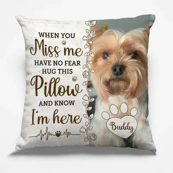 Custom Photo Hug This Pillow Then You Know I'm Here - Memorial Personalized Custom Pillow