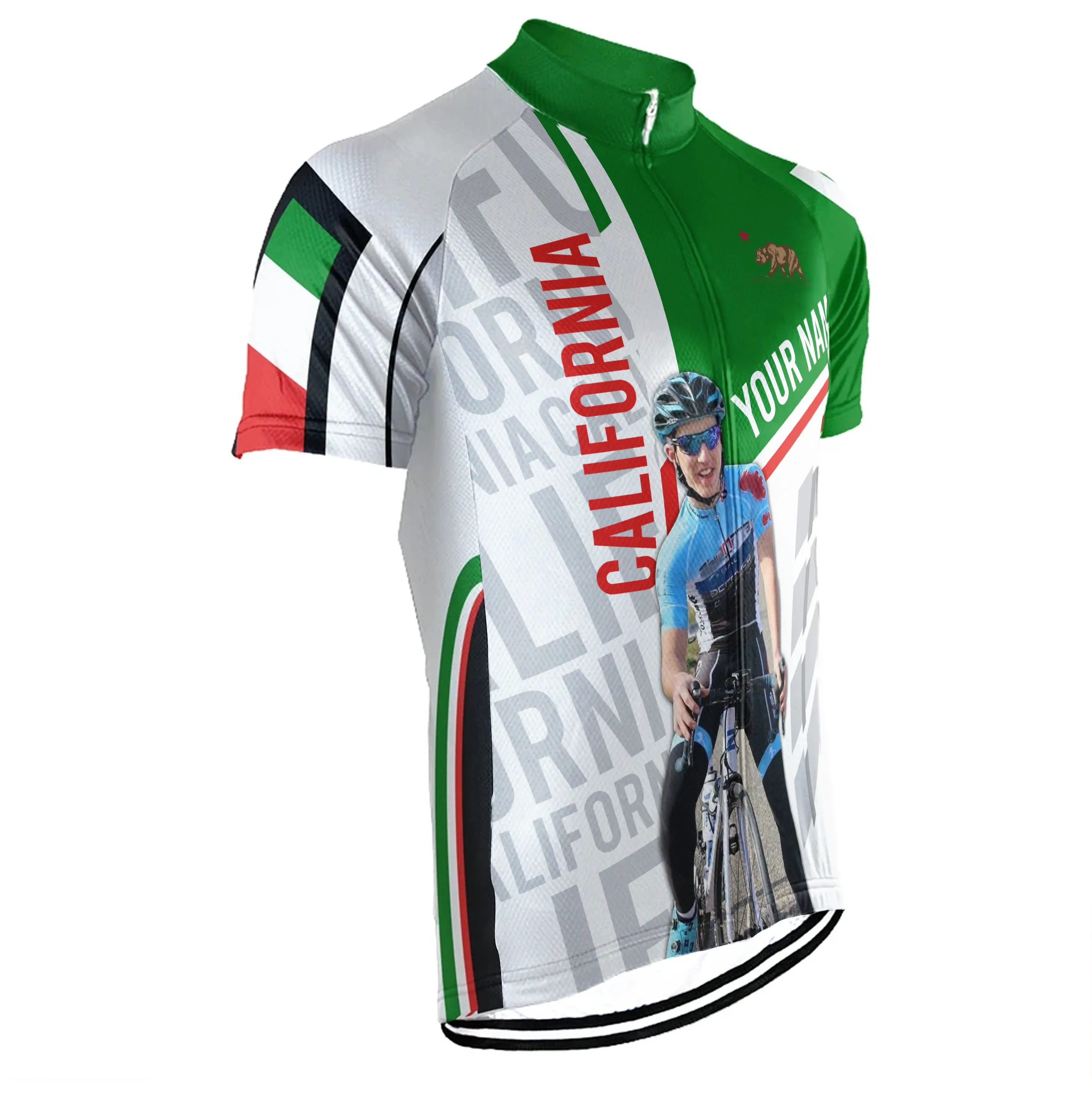 Customized Image California Short Sleeve Cycling Jersey for Men
