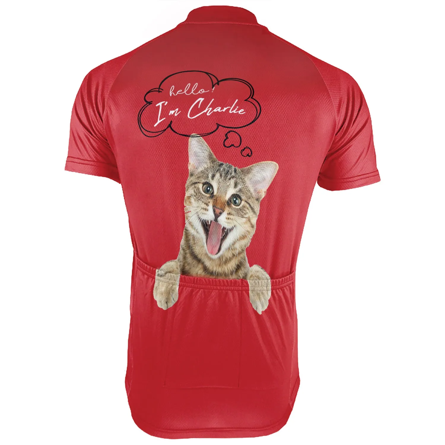 Customized Image Cat Short Sleeve Cycling Jersey for Men- Personalized Gift
