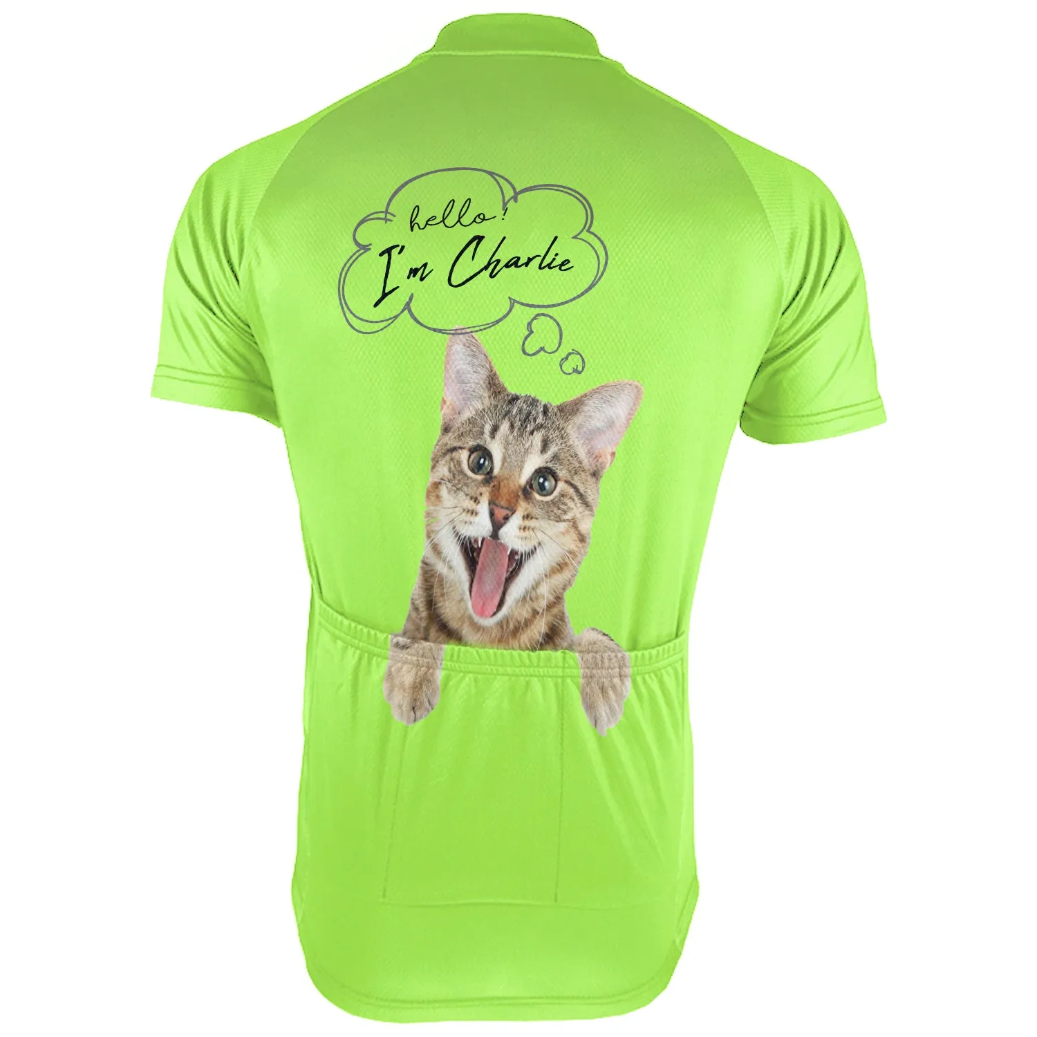 Customized Image Cat Short Sleeve Cycling Jersey for Men- Personalized Gift