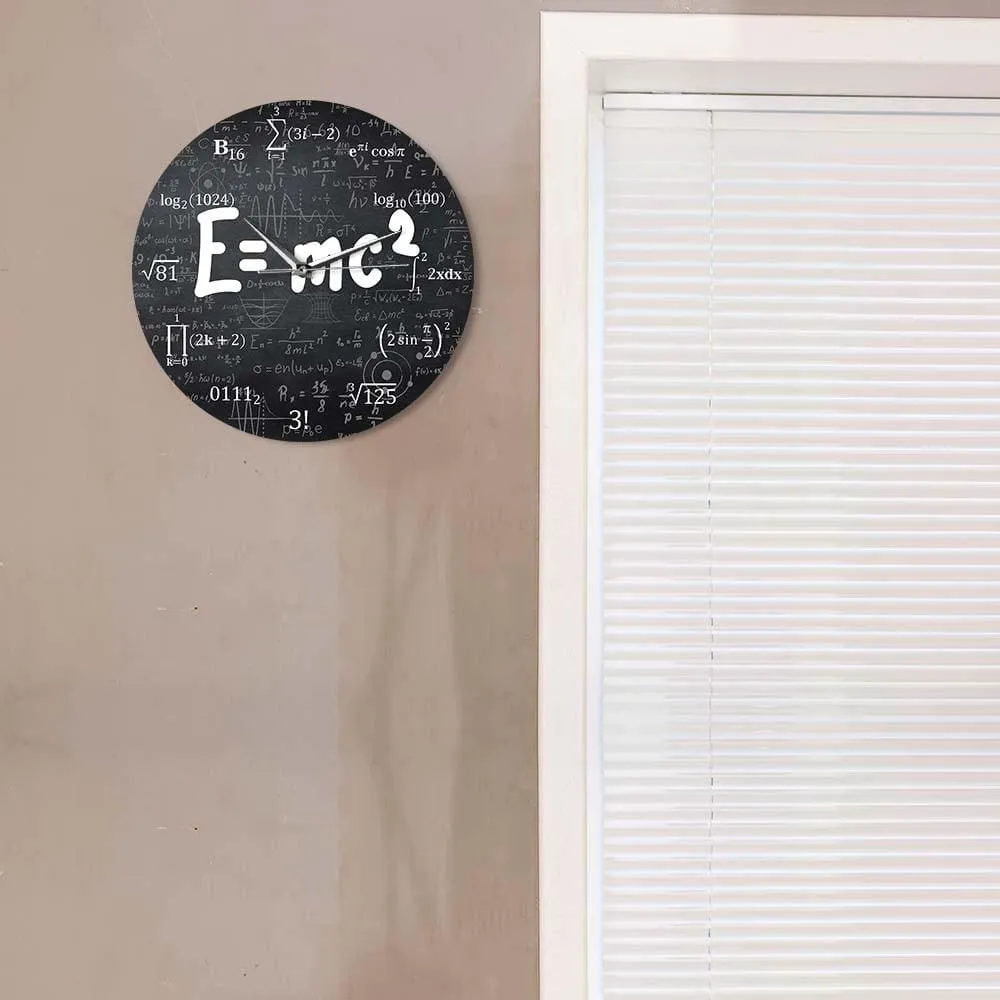 E=mc2 Math Formula Geek Wall Clock Theory of Relativity Silent Wall Watch