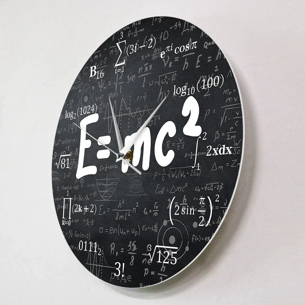 E=mc2 Math Formula Geek Wall Clock Theory of Relativity Silent Wall Watch