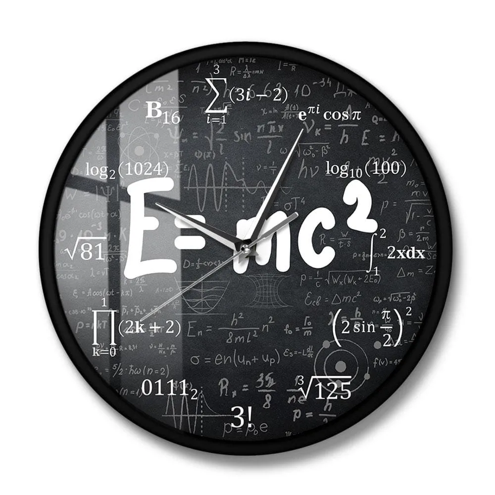 E=mc2 Math Formula Geek Wall Clock Theory of Relativity Silent Wall Watch