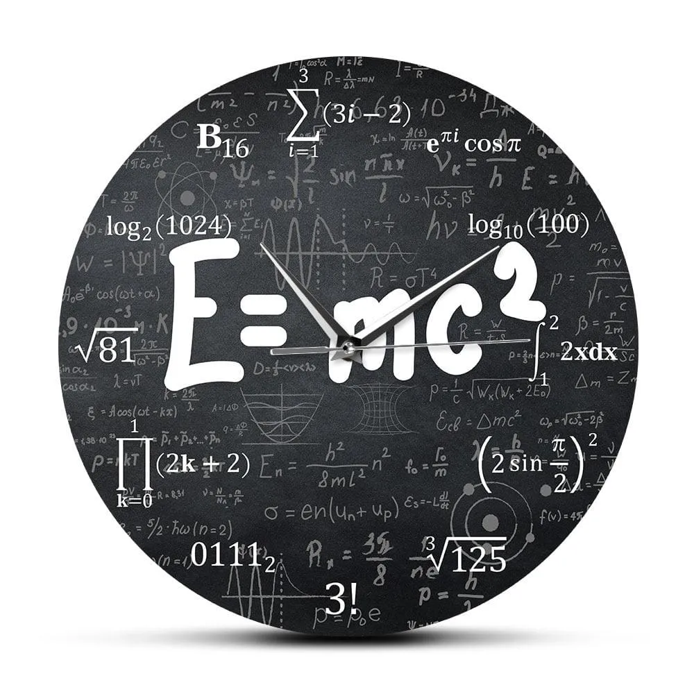 E=mc2 Math Formula Geek Wall Clock Theory of Relativity Silent Wall Watch