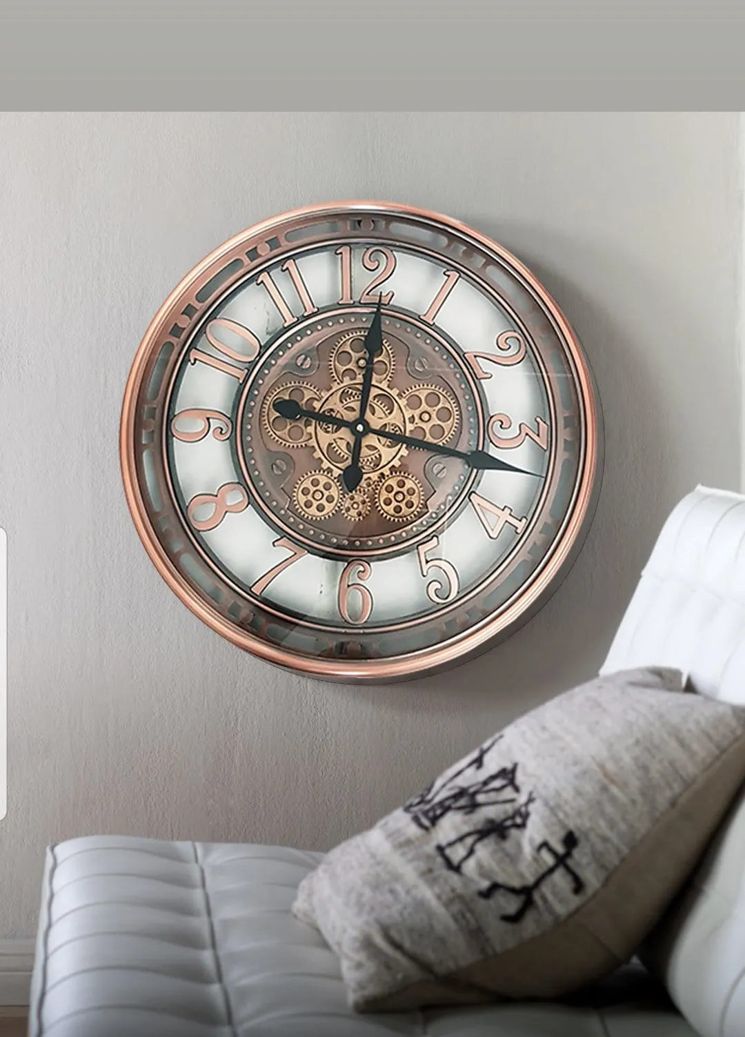 Epoque Round Industrial Moving Cogs Wall Clock