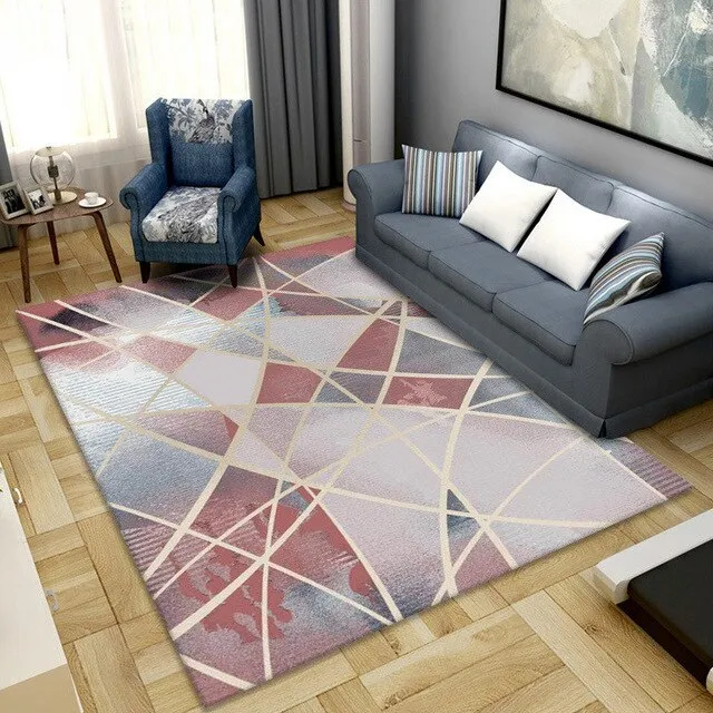 Geometric Anti-slip Carpet Living Room Printed Large Area Rugs Bedroom Bedside Bay Window Decor Home Indoor Sofa Floor Mat