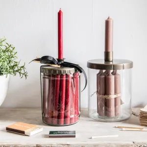 Jar for Candles with Antique Brass Lid