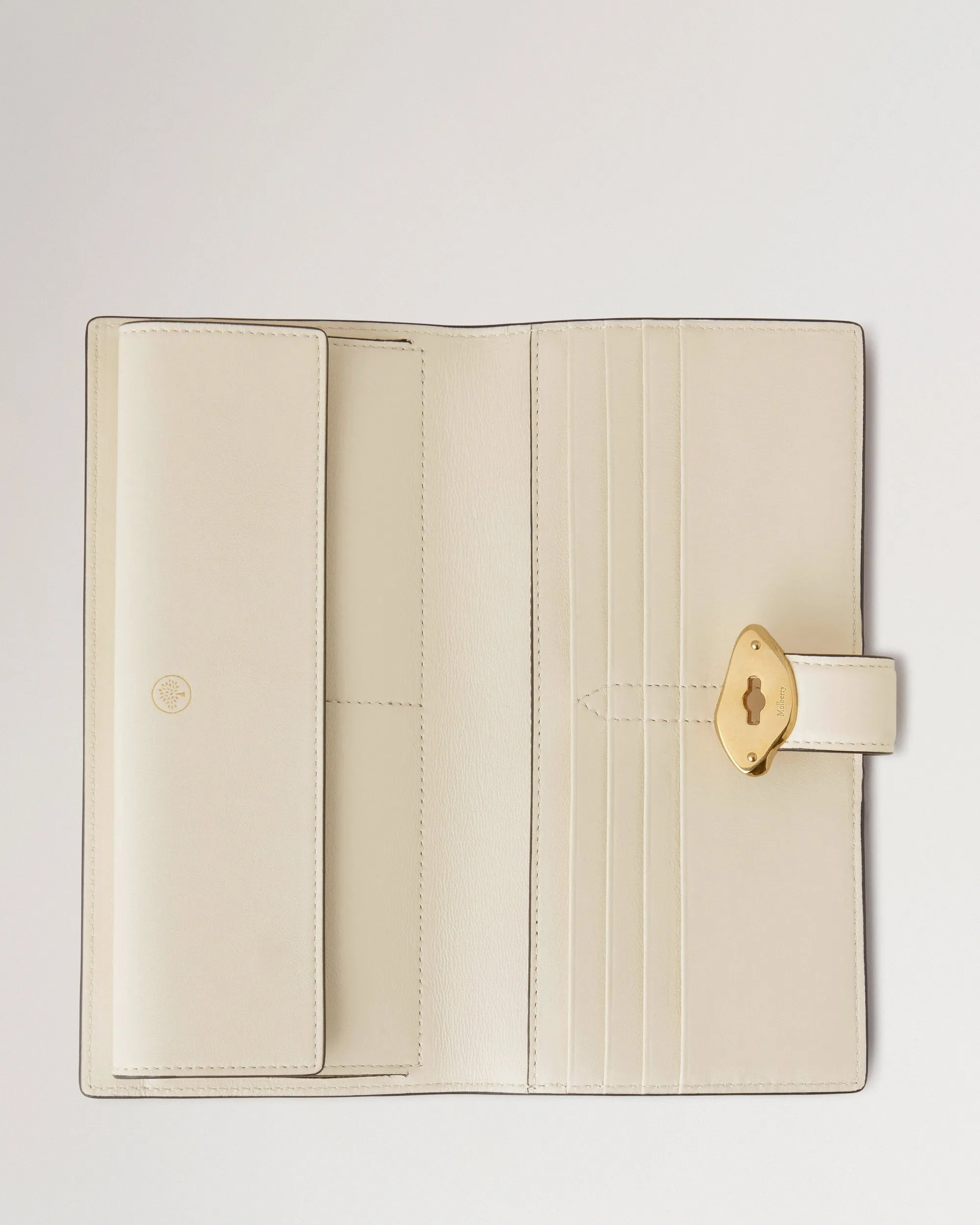 Lana Long Bifold Wallet Eggshell High Gloss Leather