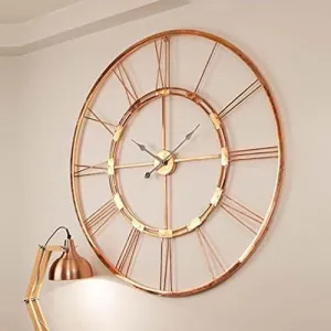 Metal Wall Clock For Living Room Wall Hanging Decorative Vintage Analog Clock Big Size Designer Antique Golden Wall Clock For Home Metal Stylish Latest Home Decor Hanging Metal Clock (24 Inch)