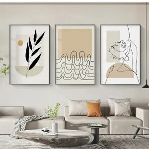 Modern Abstract Minimalist Line Art Figure Art Wall Art Fine Art Canvas Print Neutral Color Pictures For Living Room Bedroom Art Decor