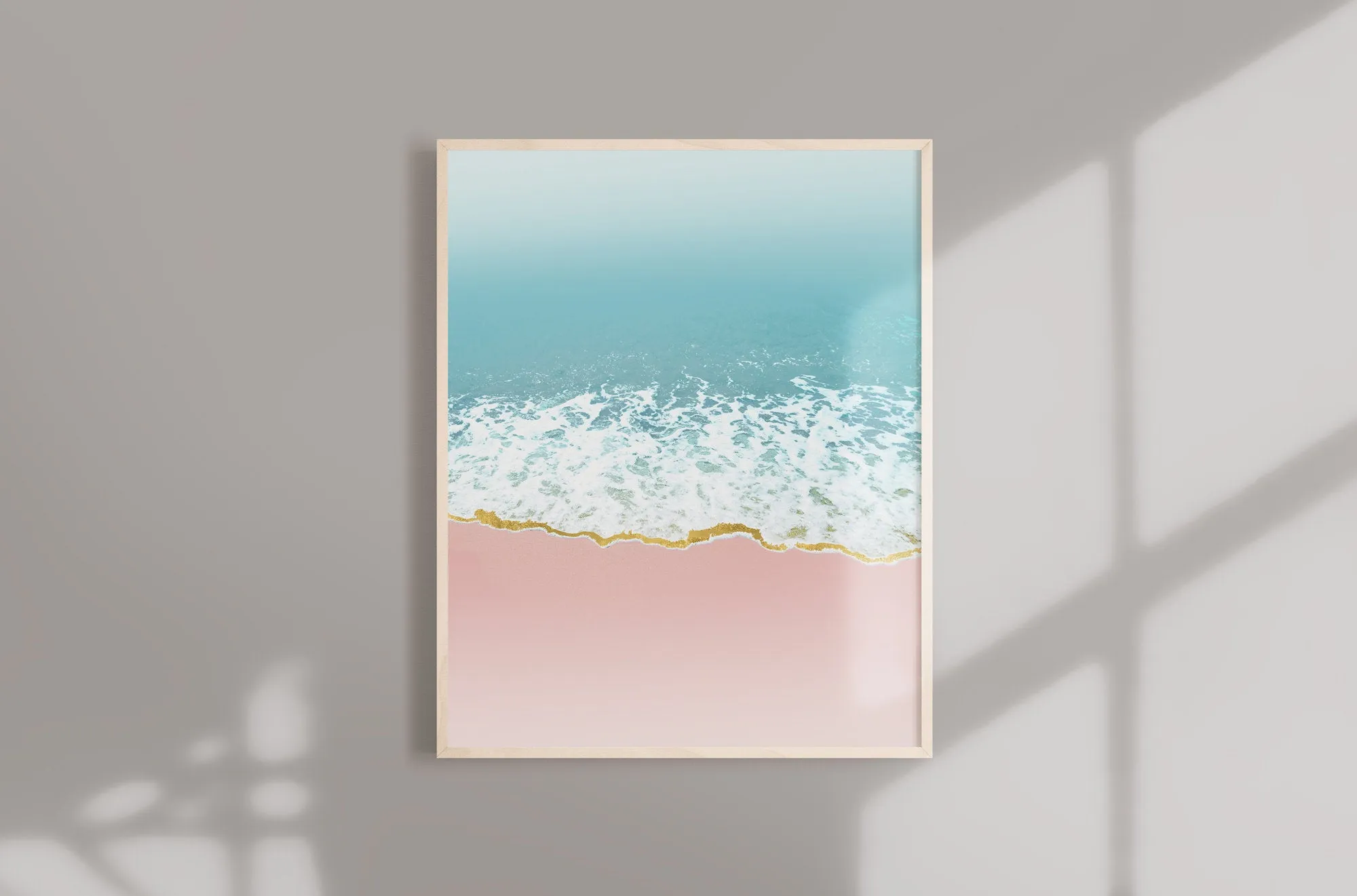 Pink and Blue Coastal Beach Wave Art