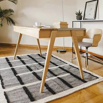 Serpentine Black White Geometric Rug