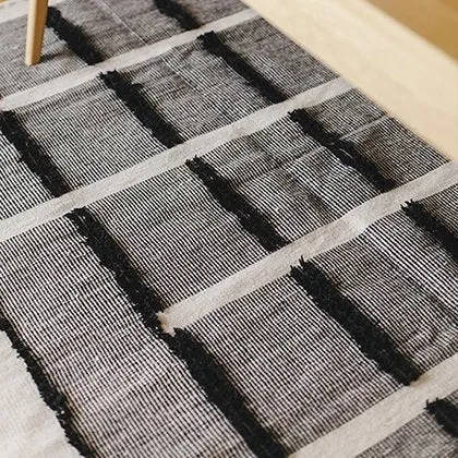 Serpentine Black White Geometric Rug