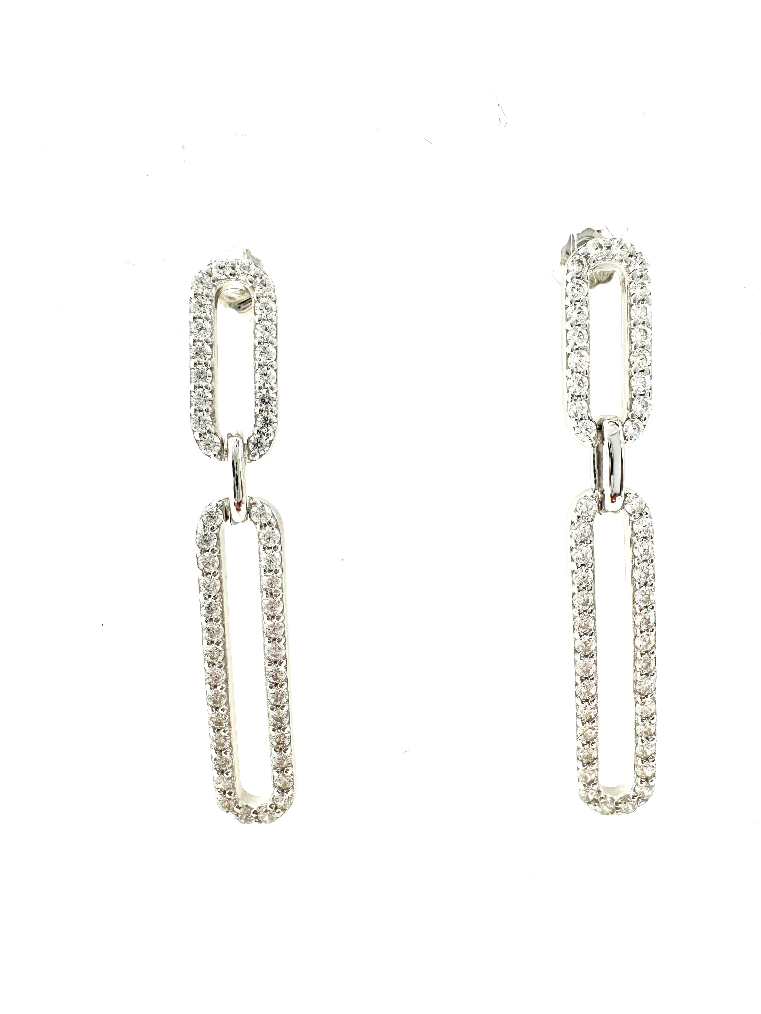 Sterling CZ Paperclip Earring