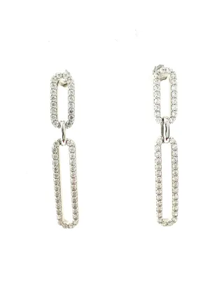 Sterling CZ Paperclip Earring