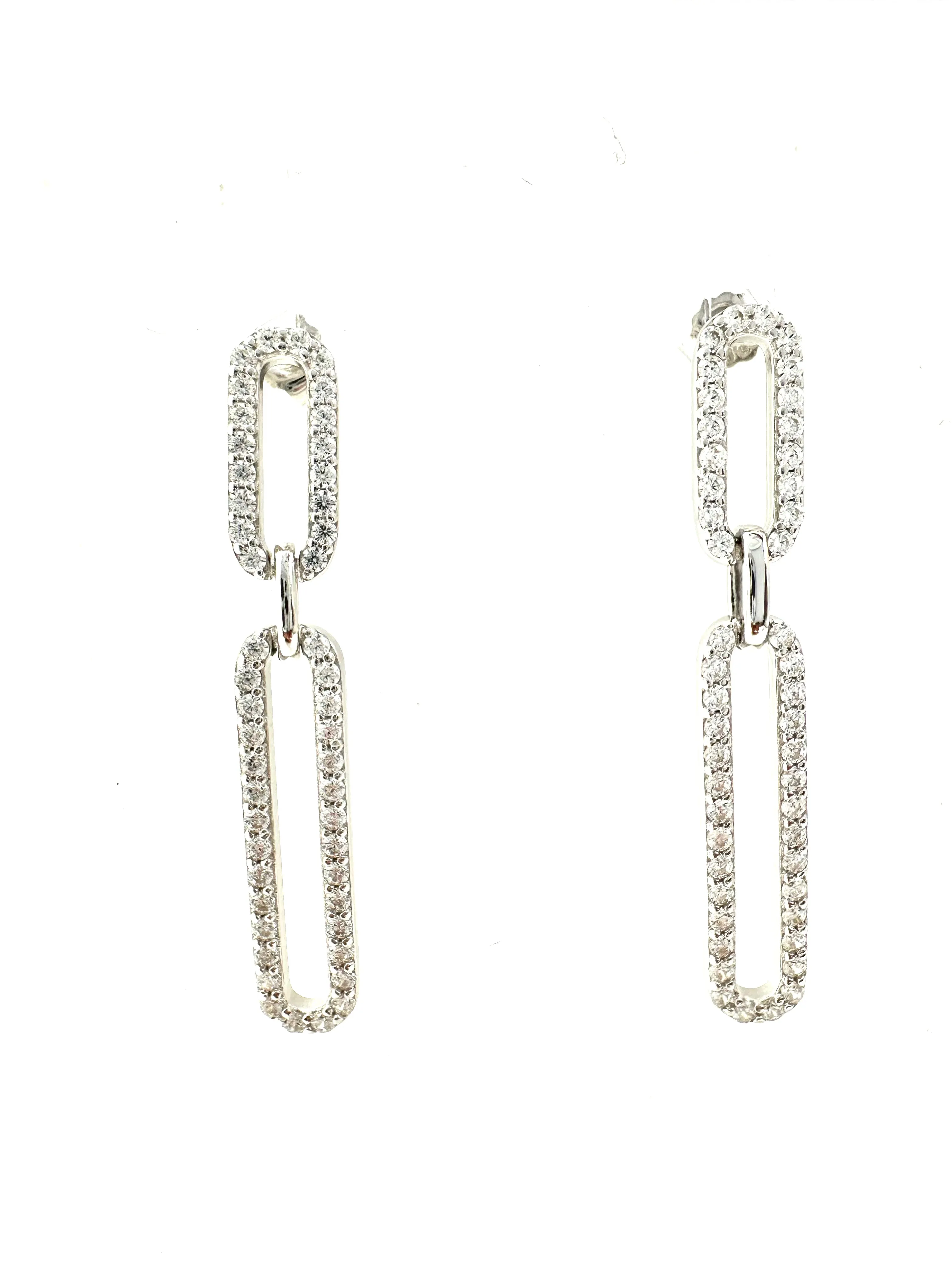 Sterling CZ Paperclip Earring