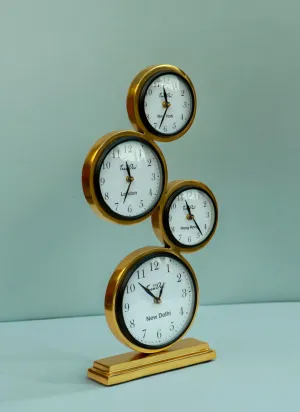 TrenDec Decorative Table World Clock for Living Room, with Different Time Zones for Bedroom | Stylish Clock for Dining Hall,Room | Office | Shops | Home Decor | Analog Clock with World 4 Time Zone