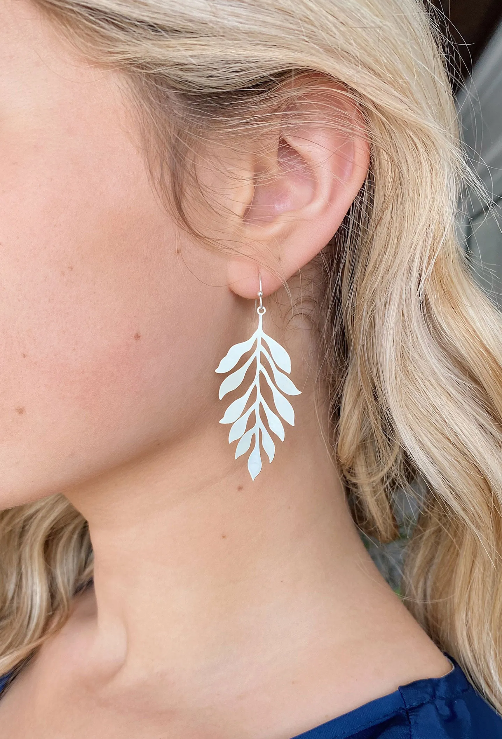 Whimsical Palm Leaf Earring in Silver